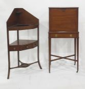 19th century mahogany bow-front lift-top washstand above two cupboard doors and single drawer,