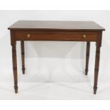 19th century mahogany single drawer side table on turned supports