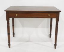 19th century mahogany single drawer side table on turned supports