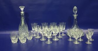 Two various cut glass decanters and a quantity of sundry cut drinking glasses