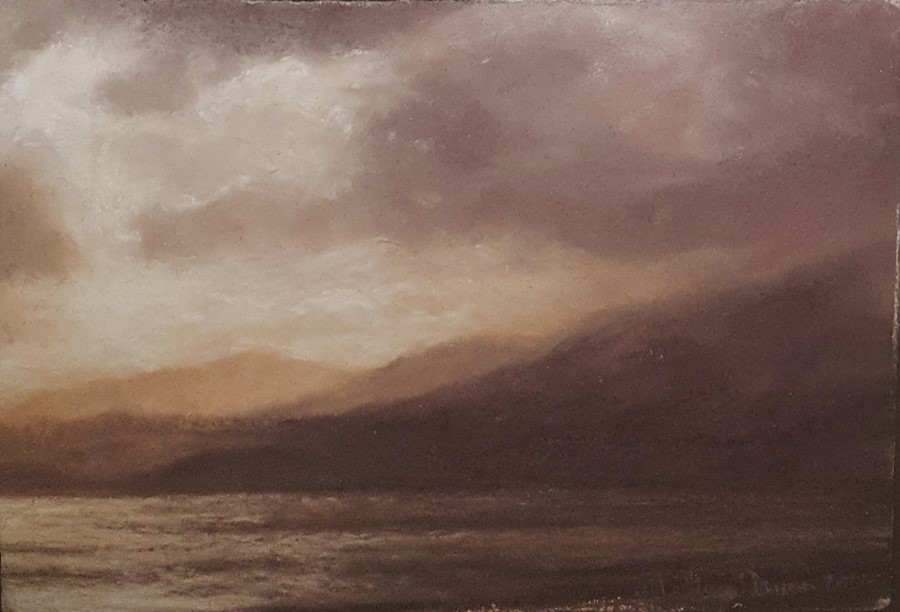 Matthew Draper (1973 -     ) Pastel on paper  "Westward, Loch Gynach, Diptych Part II", 2006, 15cm x