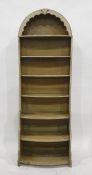 Seven tiered dome top waterfall open bow front bookcase in cream shabby chic finish, 61 x