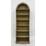 Seven tiered dome top waterfall open bow front bookcase in cream shabby chic finish, 61 x