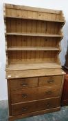 19th century pine chest of two short over two long drawers, on plinth base and a waterfall open