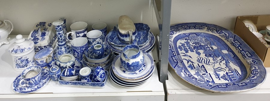 Large quantity of decorative blue and white ware to include a Spode clock, various miniatures, - Image 2 of 2