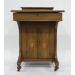 Davenport desk with decorative inlay, top box opening to reveal fitted compartment, whole above