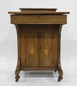 Davenport desk with decorative inlay, top box opening to reveal fitted compartment, whole above