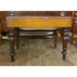 19th century mahogany rectangular bidet with turned supports, 57cm x 43.5cm