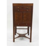 19th century mahogany washstand, the top with two opening inlaid doors to reveal interior