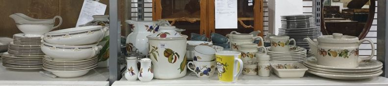 Wedgwood 'Quince' part dinner service comprising four large plates, butter dish, six bowls, seven