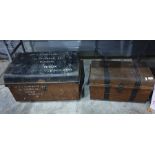 Two vintage metal trunks (2)