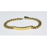 Gold-coloured metal identity bracelet, 15.6g approx