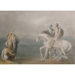 Attributed to Arthur George Walker Watercolour drawing Classical figures in armour on horseback,