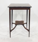 19th century mahogany and satinwood banded square top side table with slim moulded edge on square