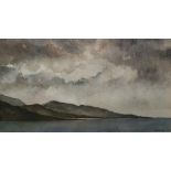 Forbes Watercolour drawing  Lake with mountains and stormy sky, signed lower right 'Forbes 89'