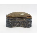 Birmingham silver pin cushion box with hallmarked silver letter 'M' pendant