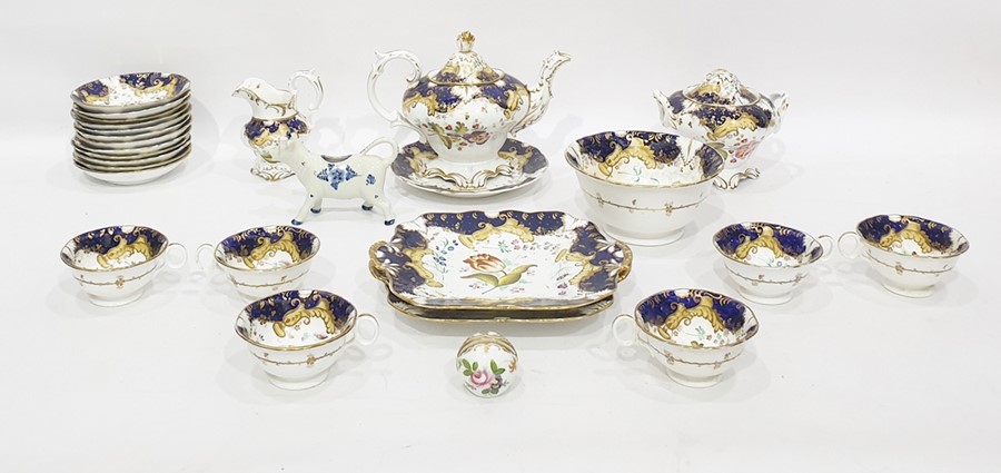 Early Victorian porcelain part tea and coffee service, probably Coalbrookdale of rococo style with