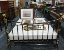 Modern tubular brass king-size bed frame