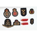 Collection of military bullion badges including Royal Horse Guards, Rifle Brigade and Royal Navy