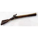 Late 18th century brass barrelled flintlock blunderbuss, proof marks to barrel (ram rod missing)