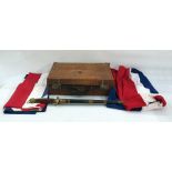 Short sword in brown leather case and Union Jack