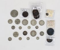 Collection of pre-1921 silver coins to include 1890 crown