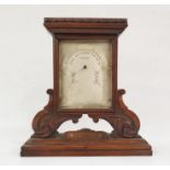 W Moody Bell of Cheltenham mantel barometer with silvered arched dial and housed in a mahogany