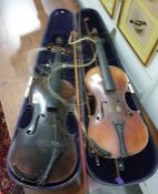 Violin with single piece back and having carved li