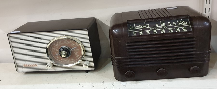 Bush 1950's bakelite-cased radio, RCA Victor bakelite-cased radio, Phillips radio and one further ( - Image 2 of 2