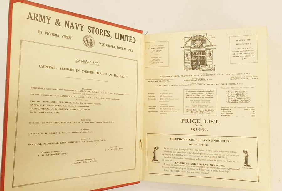 "Army and Navy Stores Limited General Price List 1935-36", fully illustrated catalogue and - Image 2 of 5