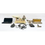 Set of kitchen scales and cased Blutkorperzahlapparat Nach Thoma microphone, etc.