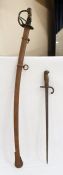 19th century French light cavalry sabre and 19th century French chassepot bayonet dated 1877 (2)