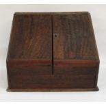 19th century desktop letter tidy with two doors opening to reveal part-fitted interior with dates
