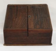 19th century desktop letter tidy with two doors opening to reveal part-fitted interior with dates