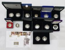 Collection of Monarch solid silver related coins, face value £52, to include 1 x Queen Anne £5 coin,