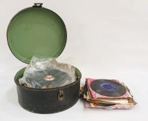 Tin case and selection of assorted early records to include 'A Spot of Bother' by Clapham &