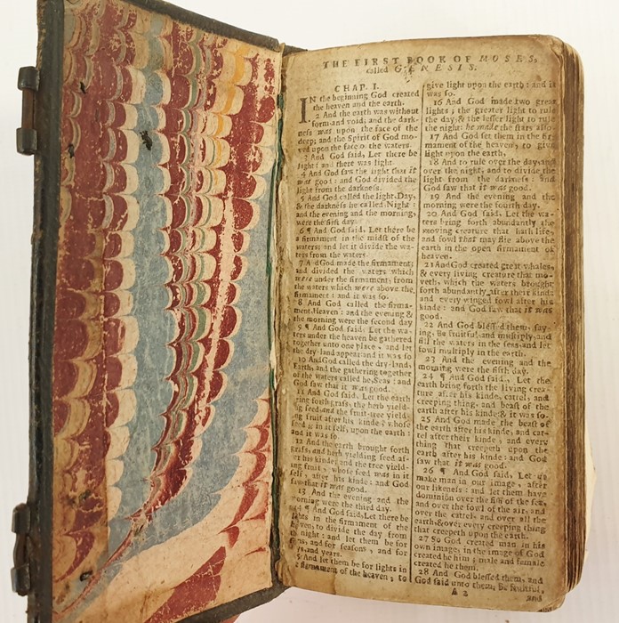 Small pocket bible (1652), cut down, pencil inscriptions at the back, not complete, contemporary - Image 4 of 4