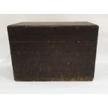 Dark stained wooden box with brass handles