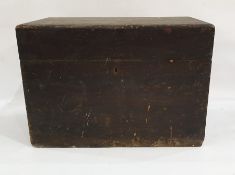 Dark stained wooden box with brass handles