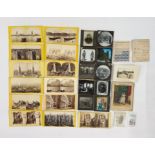 Quantity of Brooke Bond tea cards, small quantity of postcards and some glass lantern slides of