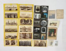 Quantity of Brooke Bond tea cards, small quantity of postcards and some glass lantern slides of