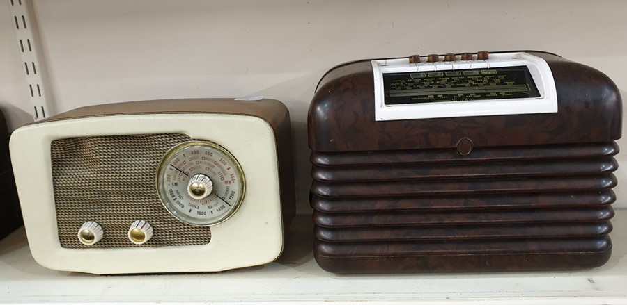 Bush 1950's bakelite-cased radio, RCA Victor bakelite-cased radio, Phillips radio and one further (