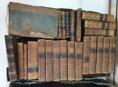 Quantity of antiquarian volumes and find bindings (1 box)