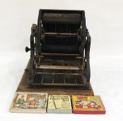 Hand-cranked Roneo copying machine in case and printing blocks