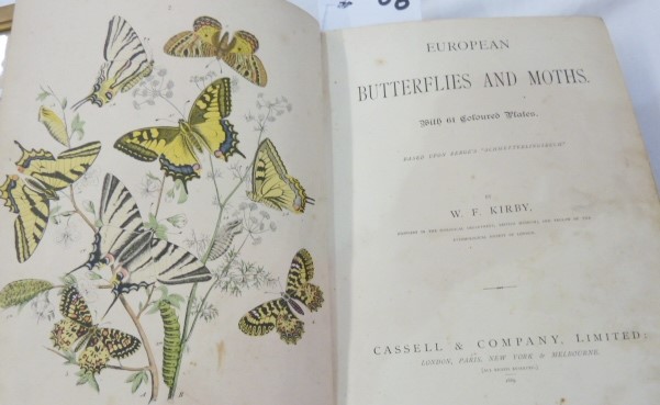 Kirby, W F "European Butterflies and Moths", Cassell & Company 1889, colour plates, maroon cloth