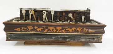 Late Victorian rosewood and satinwood inlaid Flutina accordion