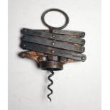 19th century concertina corkscrew stamped Heeley & Sons Makers, Wier's Patent 12804, 26 Septr 1884