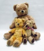 Chad Valley style plush bear, Merrythought style bear and an oversized plush bear in golden