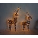 Pair of illuminated wirework deer (2)  60 x 105 h. and 60 x 86 h - excluding the antlers Condition