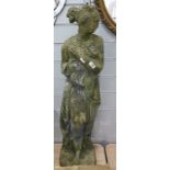 Garden ornament reconsisted stone figure of a Grecian girl
